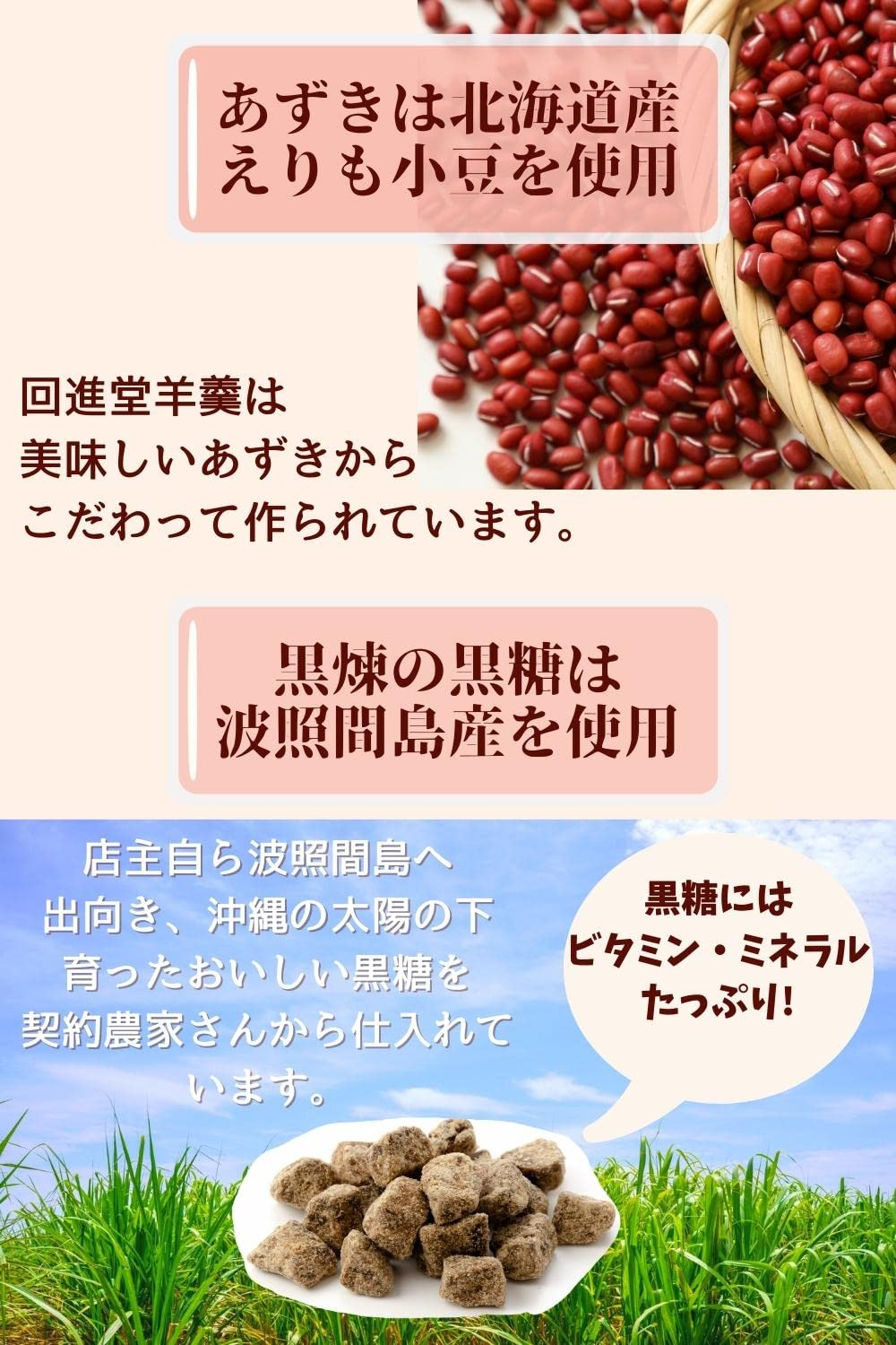 回進堂 岩谷堂羊羹 本煉と黒煉のセット 各200g 北海道えりも小豆使用の